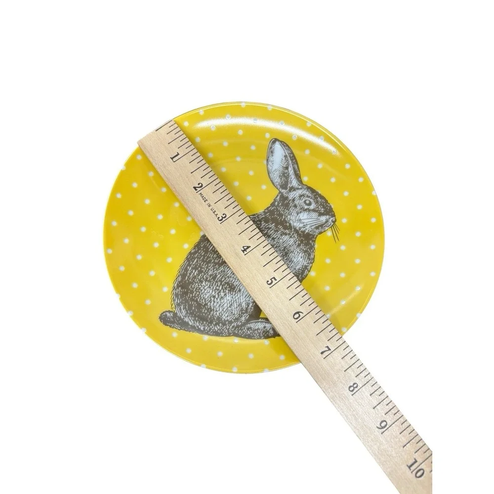 BIA Polka Dot Easter Bunny Rabbit Salad Dessert Plates Set of 4 Pastel Colors